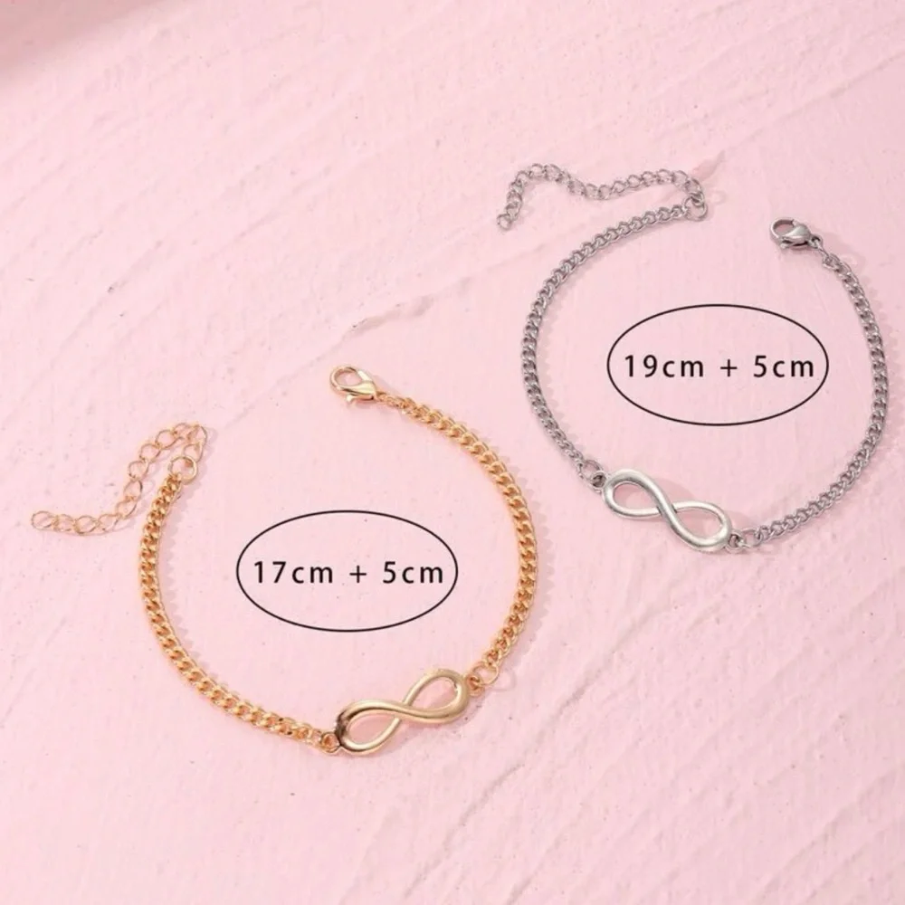 2pcs Couple Infinity Decor Silver Gold Love Infinity Bracelet Gift - Picture 3 of 4